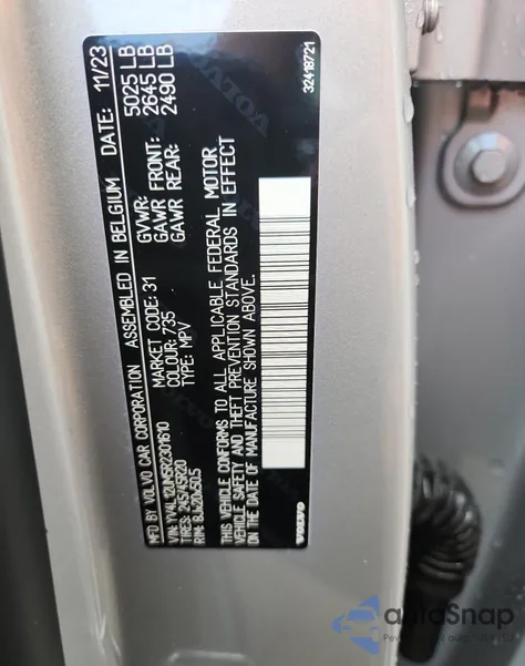 2024 Volvo Xc40 Ultimate z USA, uszkodzony, nr VIN YV4L12UM5R2301610